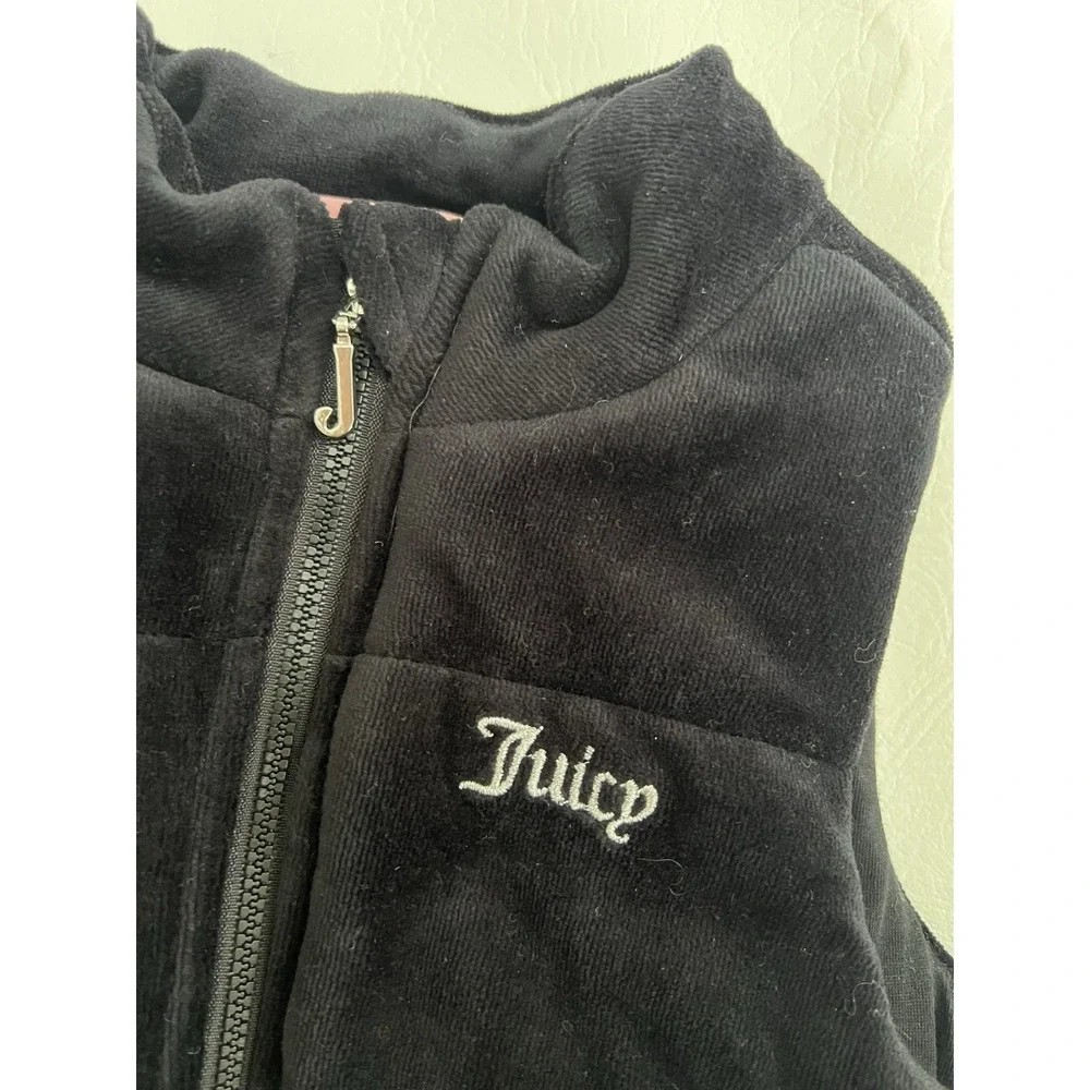 Juicy Couture Girls Black Fleece Vest & White Top Set 4T Casual Winter Beaded